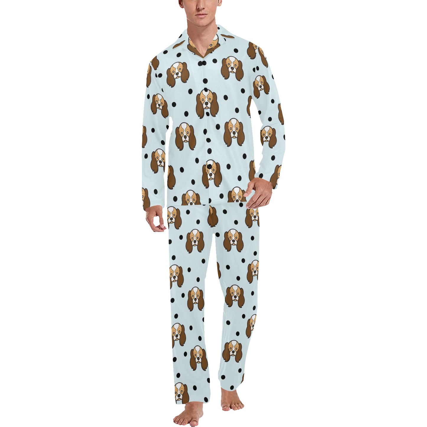 Cavalier King Charles Spaniels Pattern Print Design 02 Men's Long Pajama Set