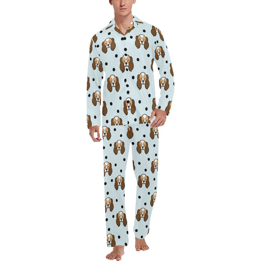 Cavalier King Charles Spaniels Pattern Print Design 02 Men's Long Pajama Set