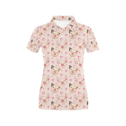 Pig Print Design LKS406 Women's Polo Shirt