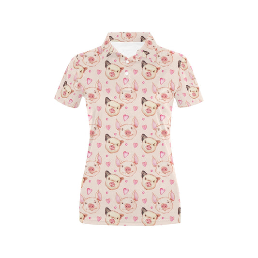 Pig Print Design LKS406 Women's Polo Shirt