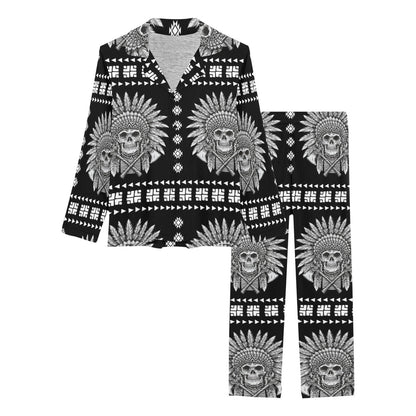 Native American Indian Skull Women's Long Pajama Set