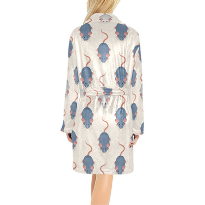 Rat Pattern Print Design 03 Women's Fleece Robe