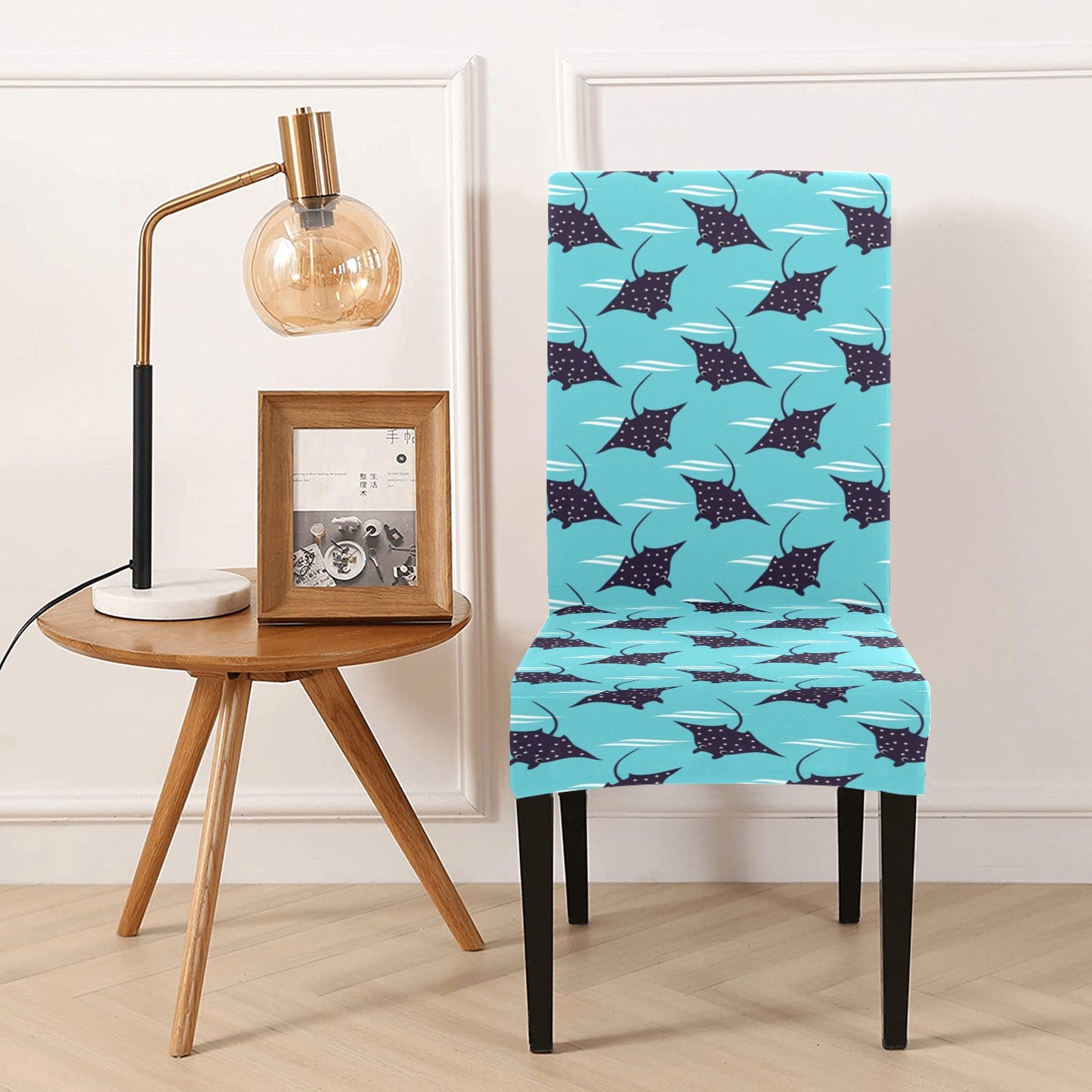 Manta Ray Print Design LKS403 Dining Chair Slipcover