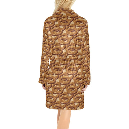 Bagel Pattern Print Design 02 Women's Fleece Robe