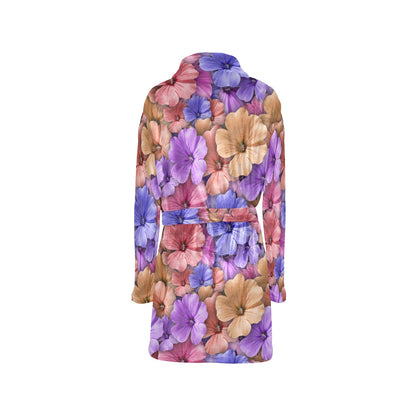 Colorful Geranium Pattern Women's Fleece Robe