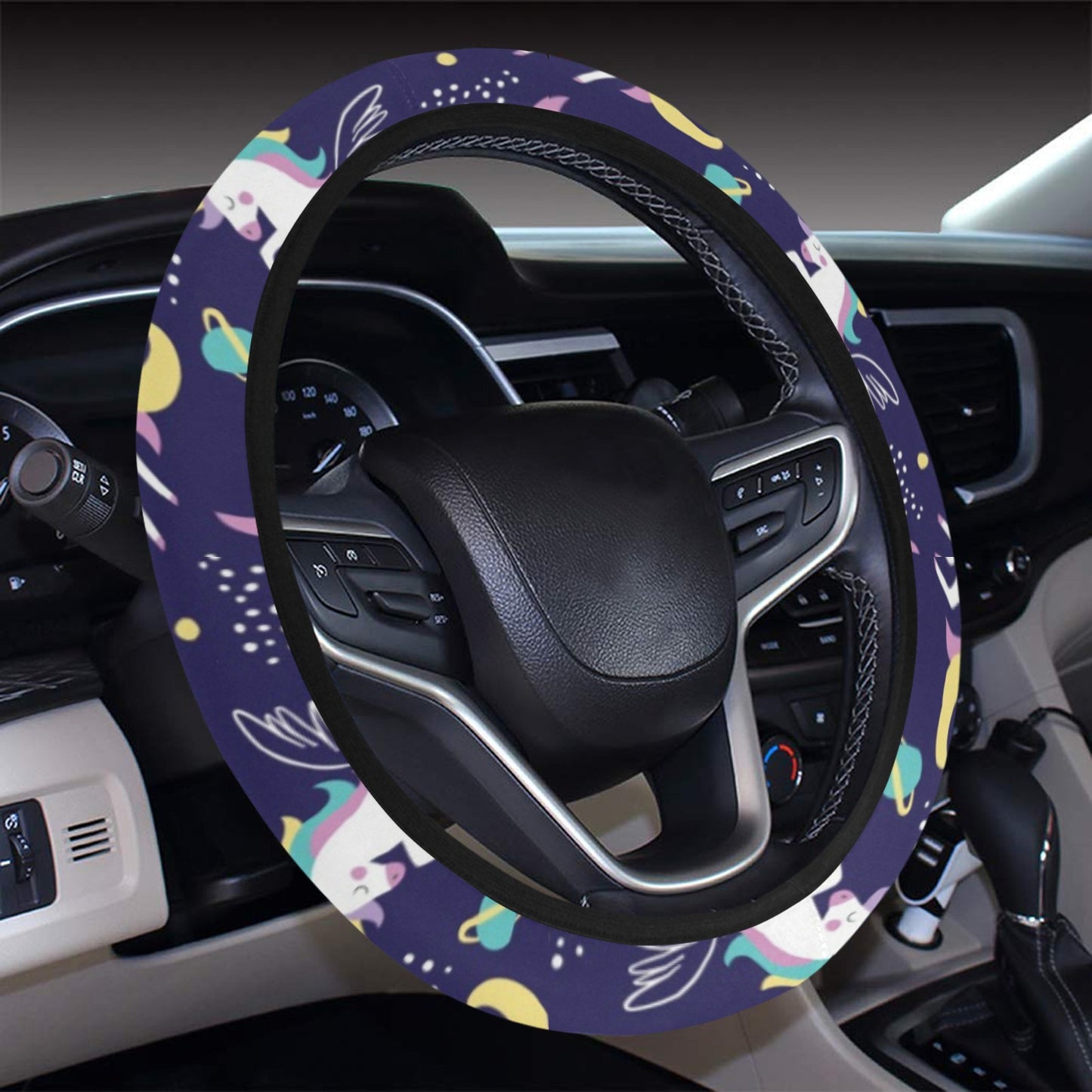 Unicorn Print Design LKS305 Steering Wheel Cover with Elastic Edge