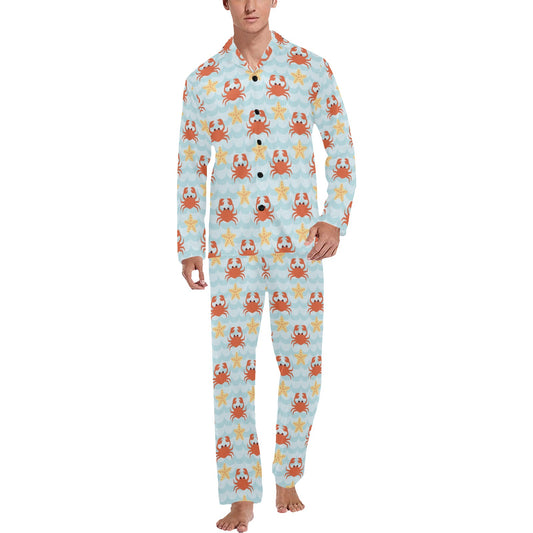 Crab Pattern Print Design 03 Men's Long Pajama Set