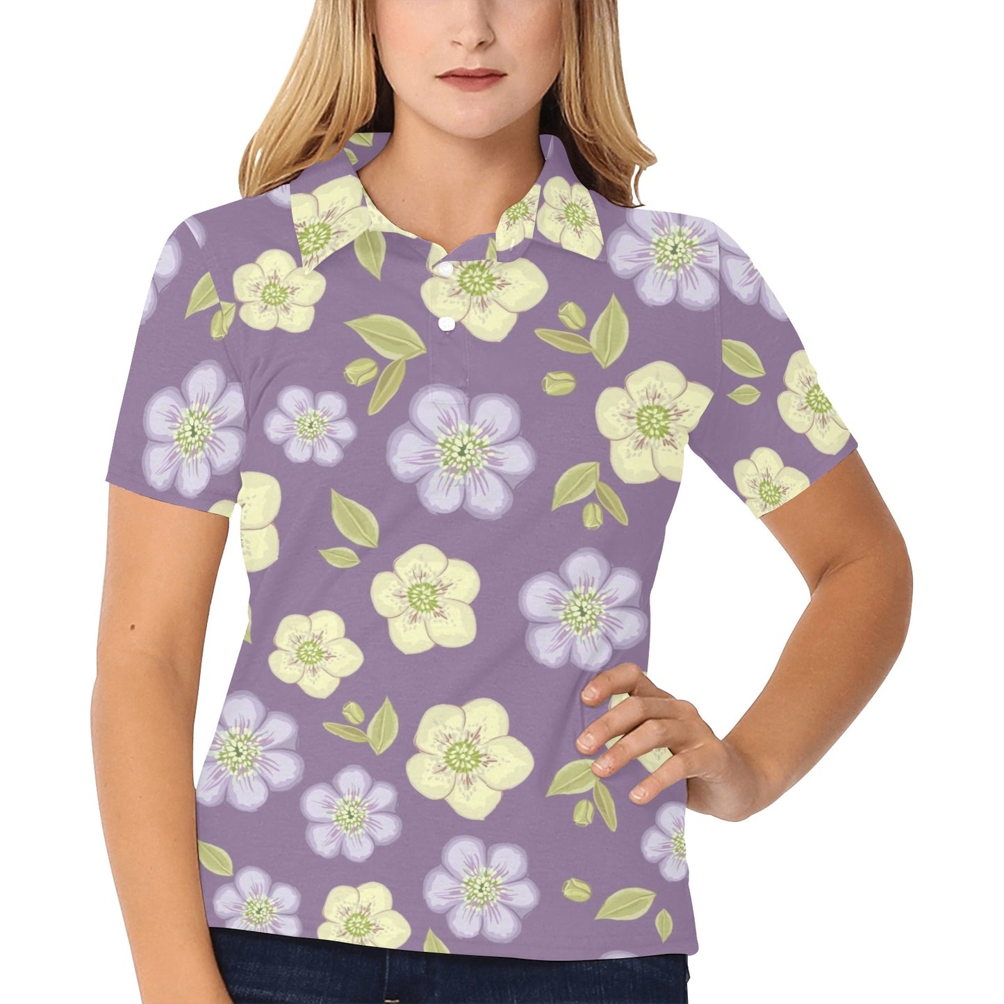 Anemone Pattern Print Design AM013 Women's Polo Shirt