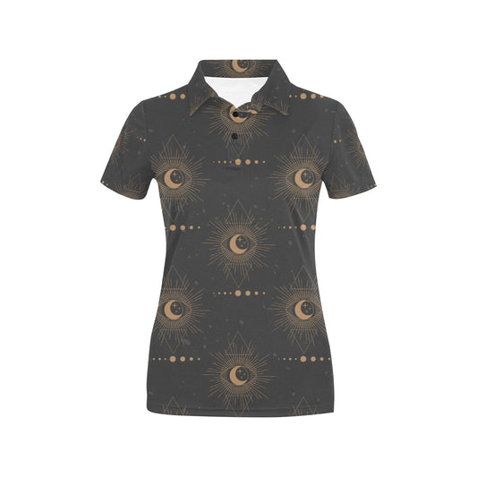 Moon Boho Pattern Print Design 02 Women's Polo Shirt