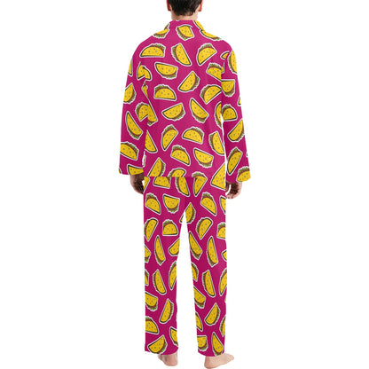 Taco Pattern Print Design TC01 Men's Long Pajama Set