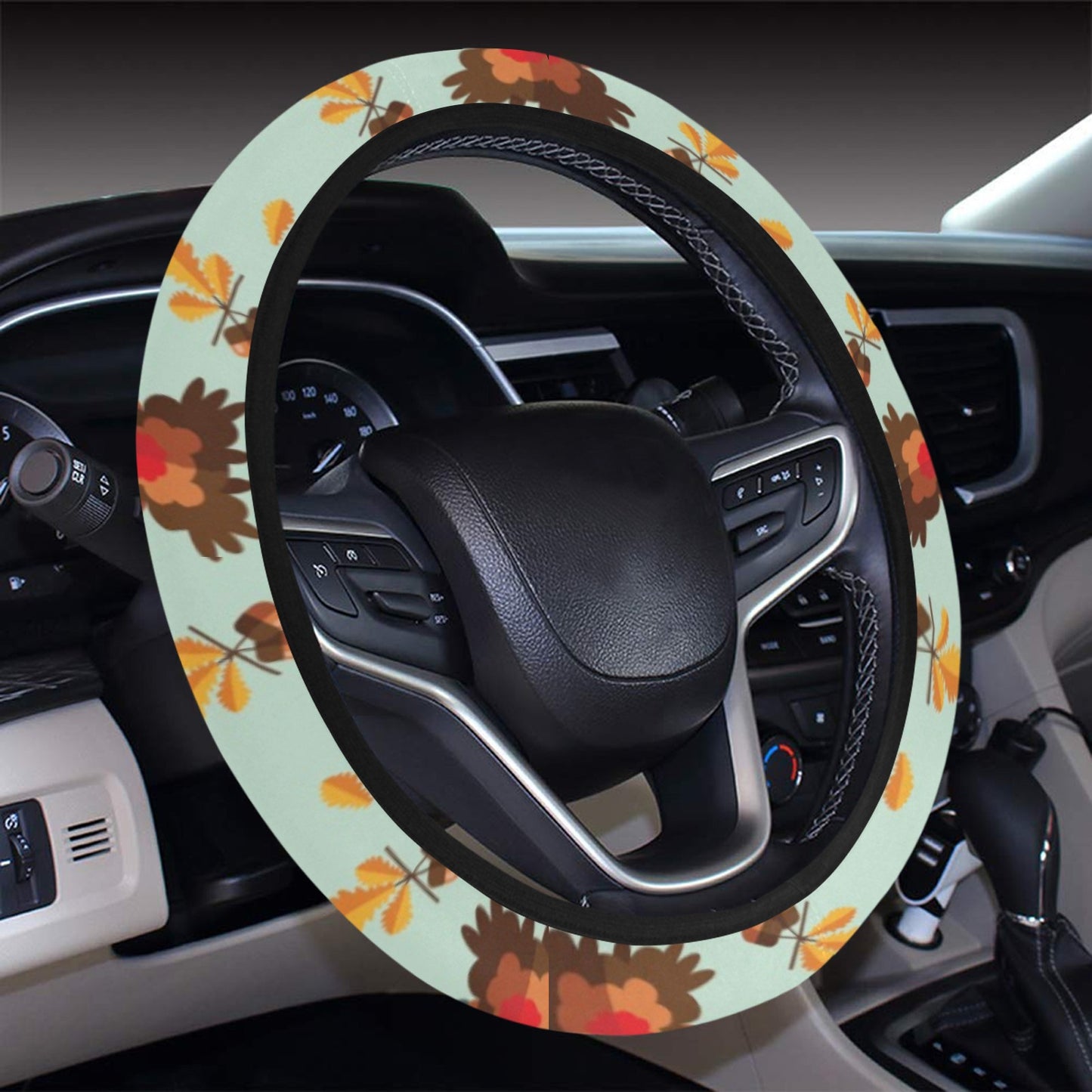 Thanksgiving Print Design LKS309 Steering Wheel Cover with Elastic Edge