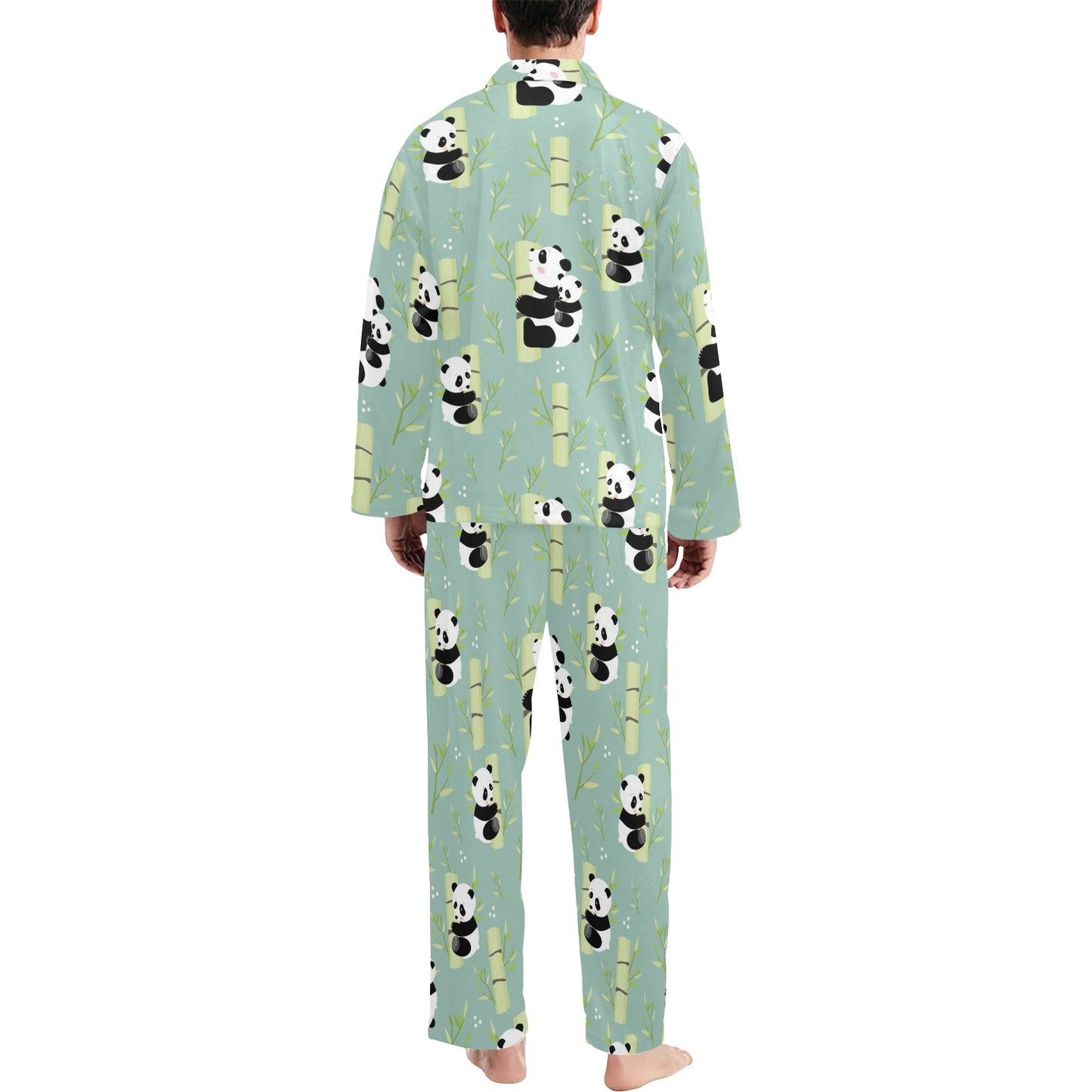 Panda Pattern Print Design A03 Men's Long Pajama Set
