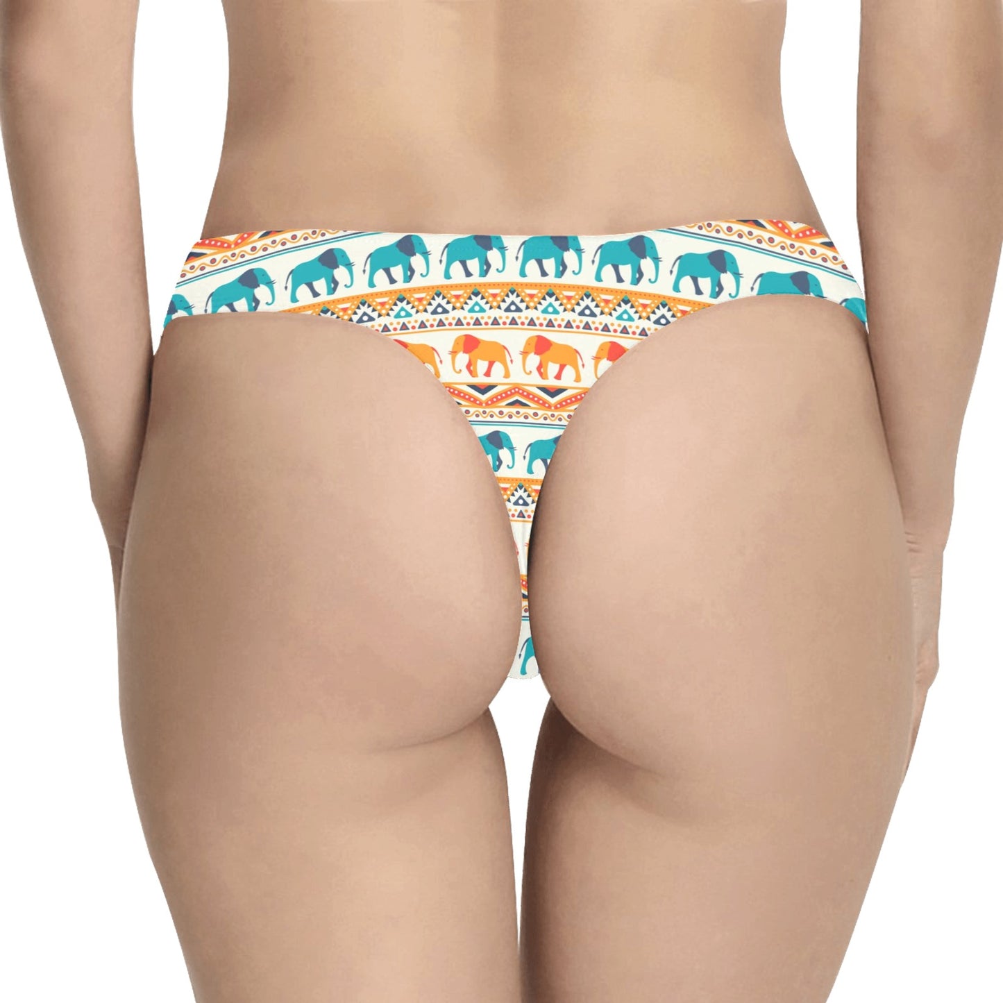 Elephant Aztec Ethnic Print Pattern Women's Thongs