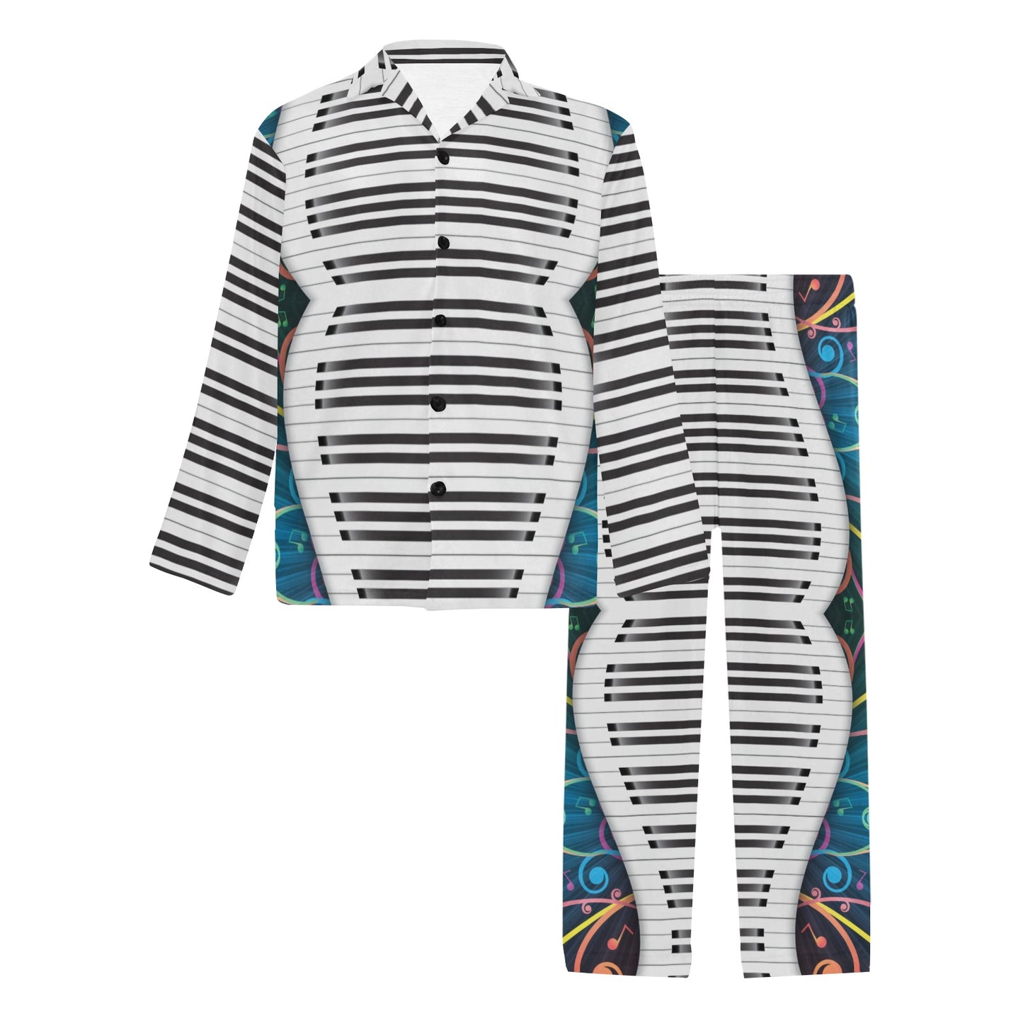 Piano Pattern Print Design 01 Men's Long Pajama Set
