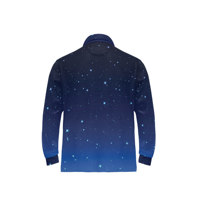 Night sky Pattern Print Design A01 Long Sleeve Polo Shirt For Men's