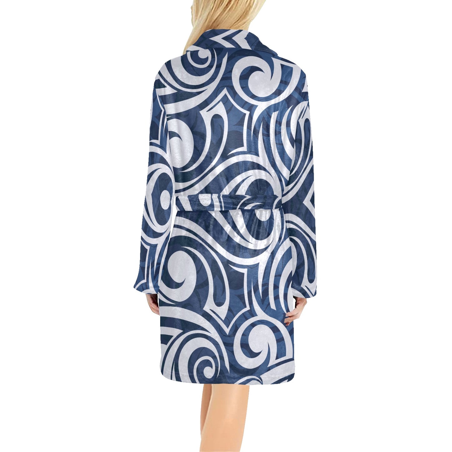 Maori Pattern Print Design 01 Women's Fleece Robe