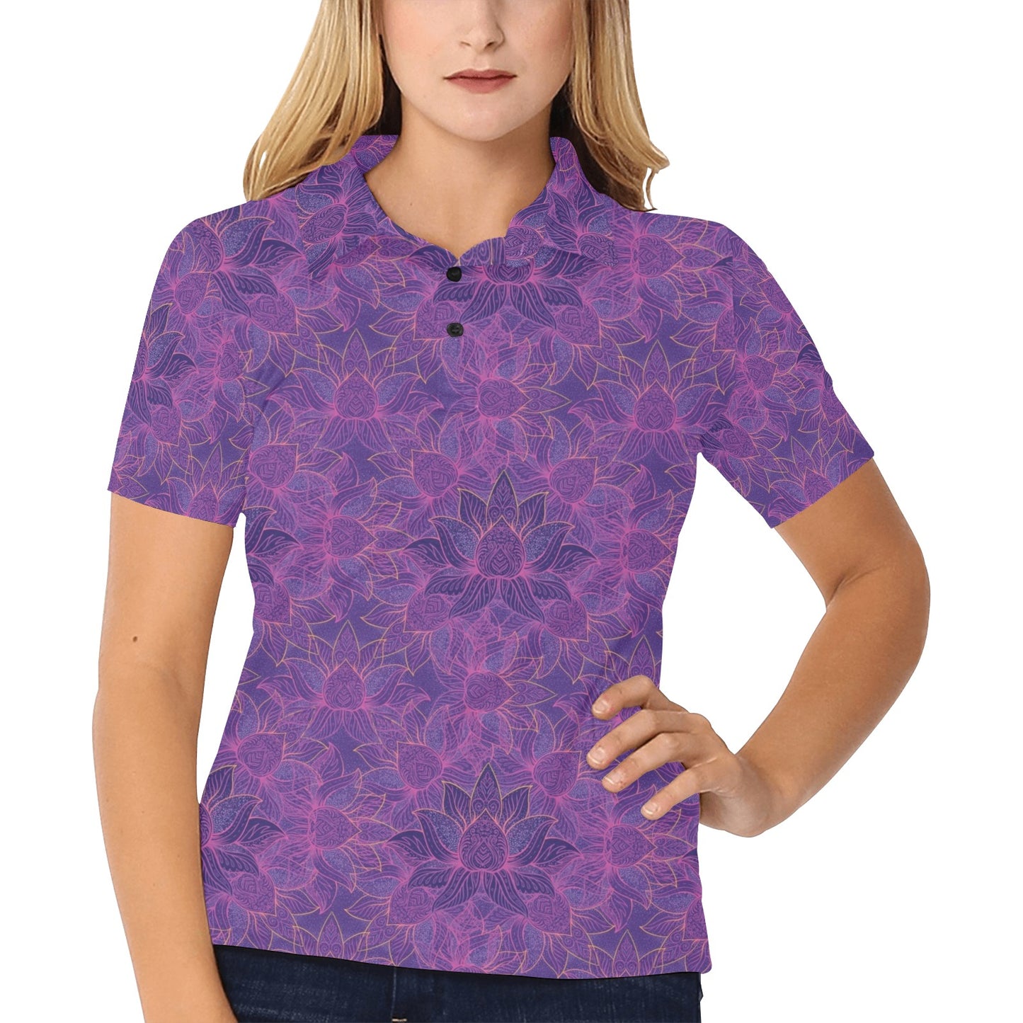 Bohemian Lotus Mandala Style Women's Polo Shirt
