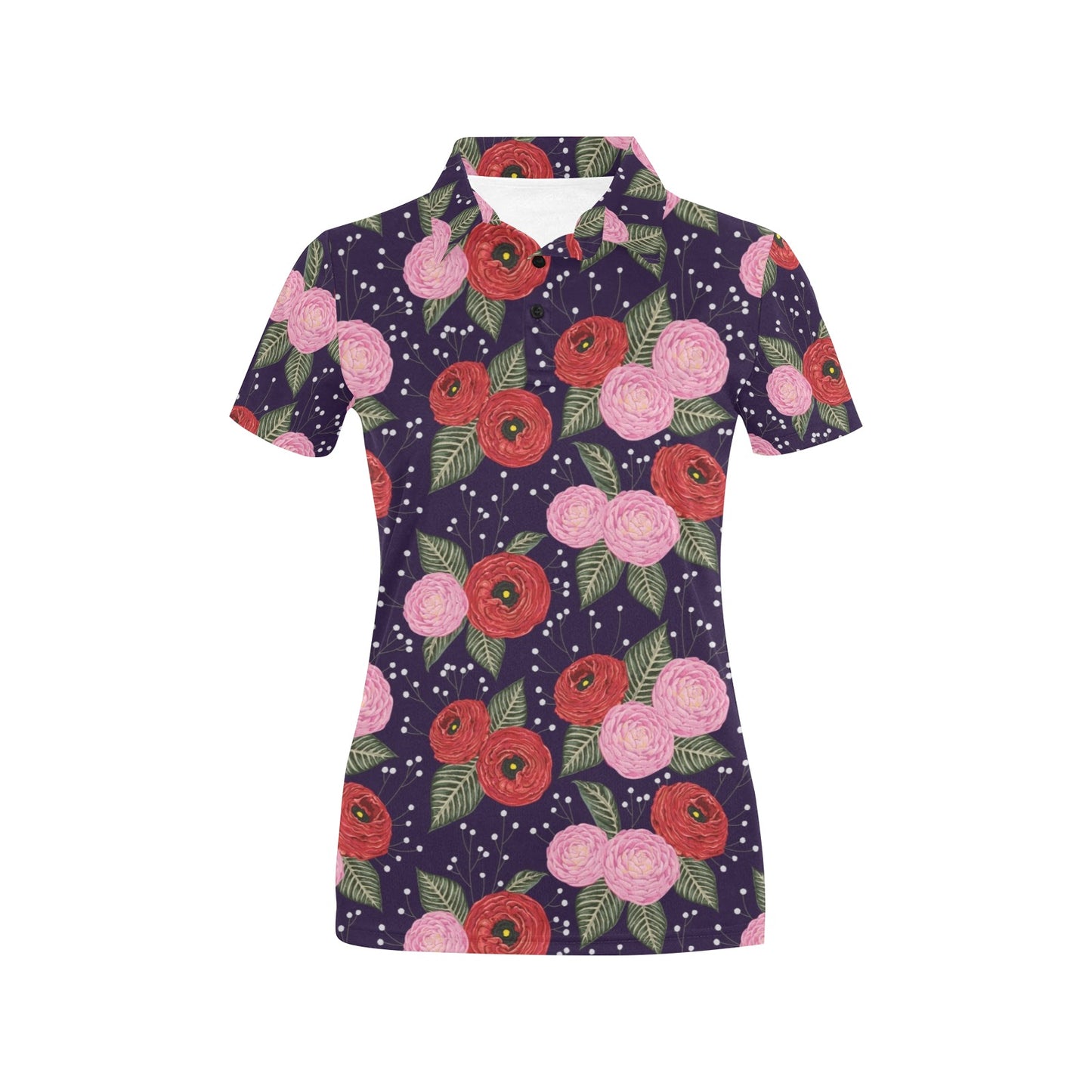 Camellia Pattern Print Design CM02 Women's Polo Shirt