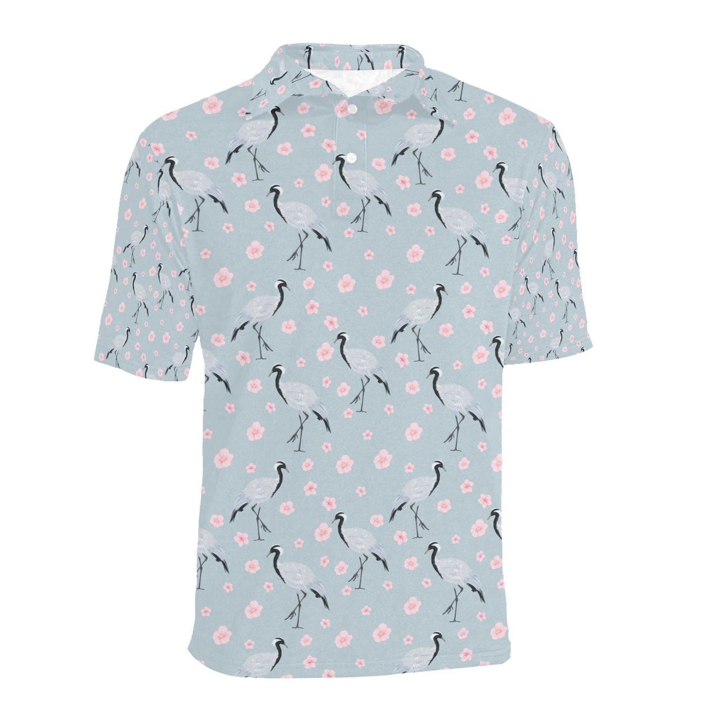 Sakura Bird Print Design LKS304 Men Polo Shirt