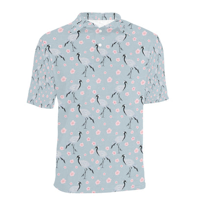 Sakura Bird Print Design LKS304 Men Polo Shirt