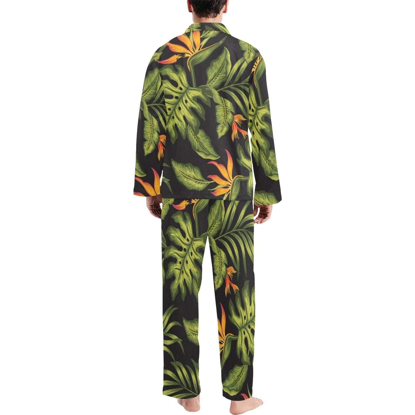 Bird Of Paradise Pattern Print Design BOP013 Men's Long Pajama Set