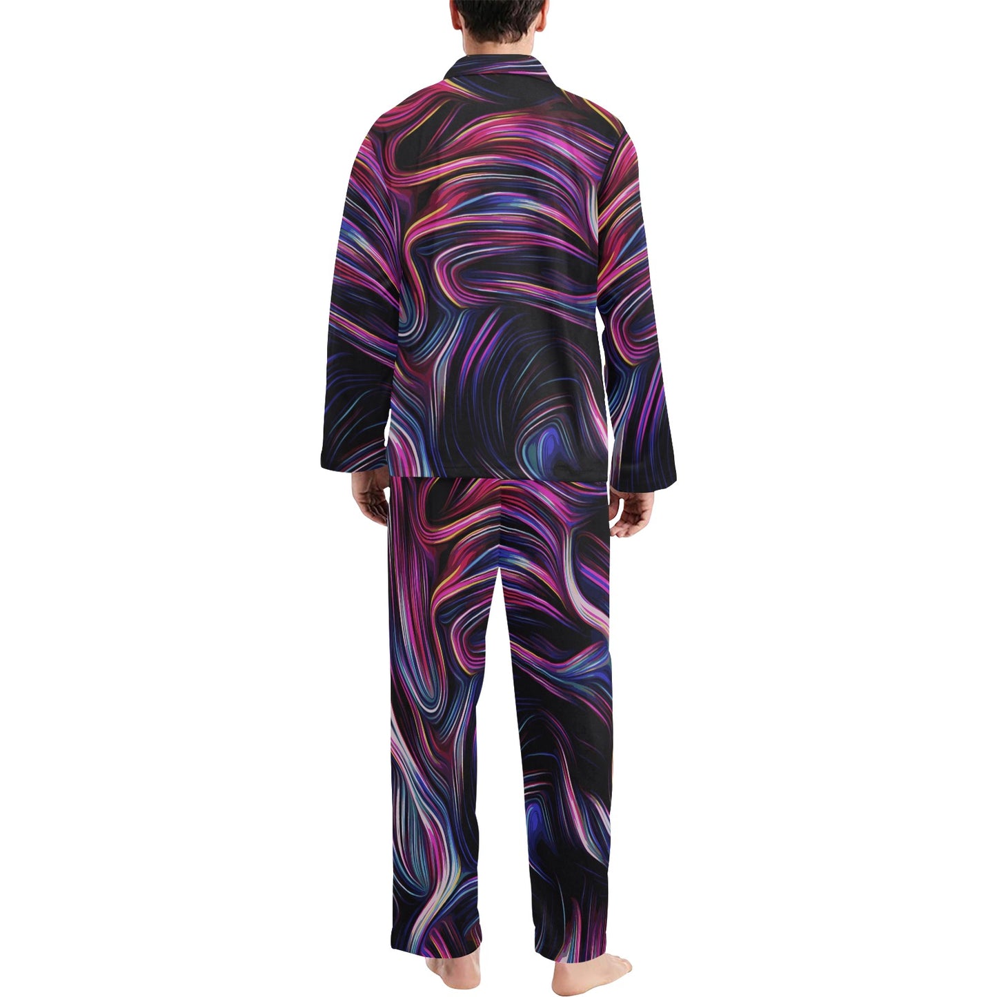 Liquid Pattern Print Design 01 Men's Long Pajama Set