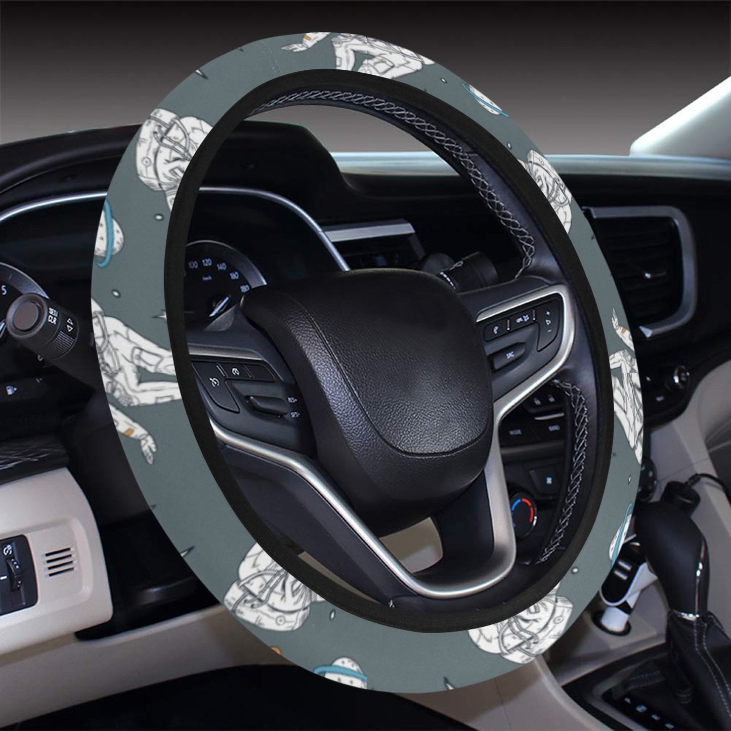 Skateboard Print Design LKS306 Steering Wheel Cover with Elastic Edge