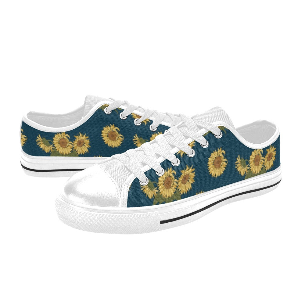 Sunflower Print Design LKS305 Women's White Low Top Shoes