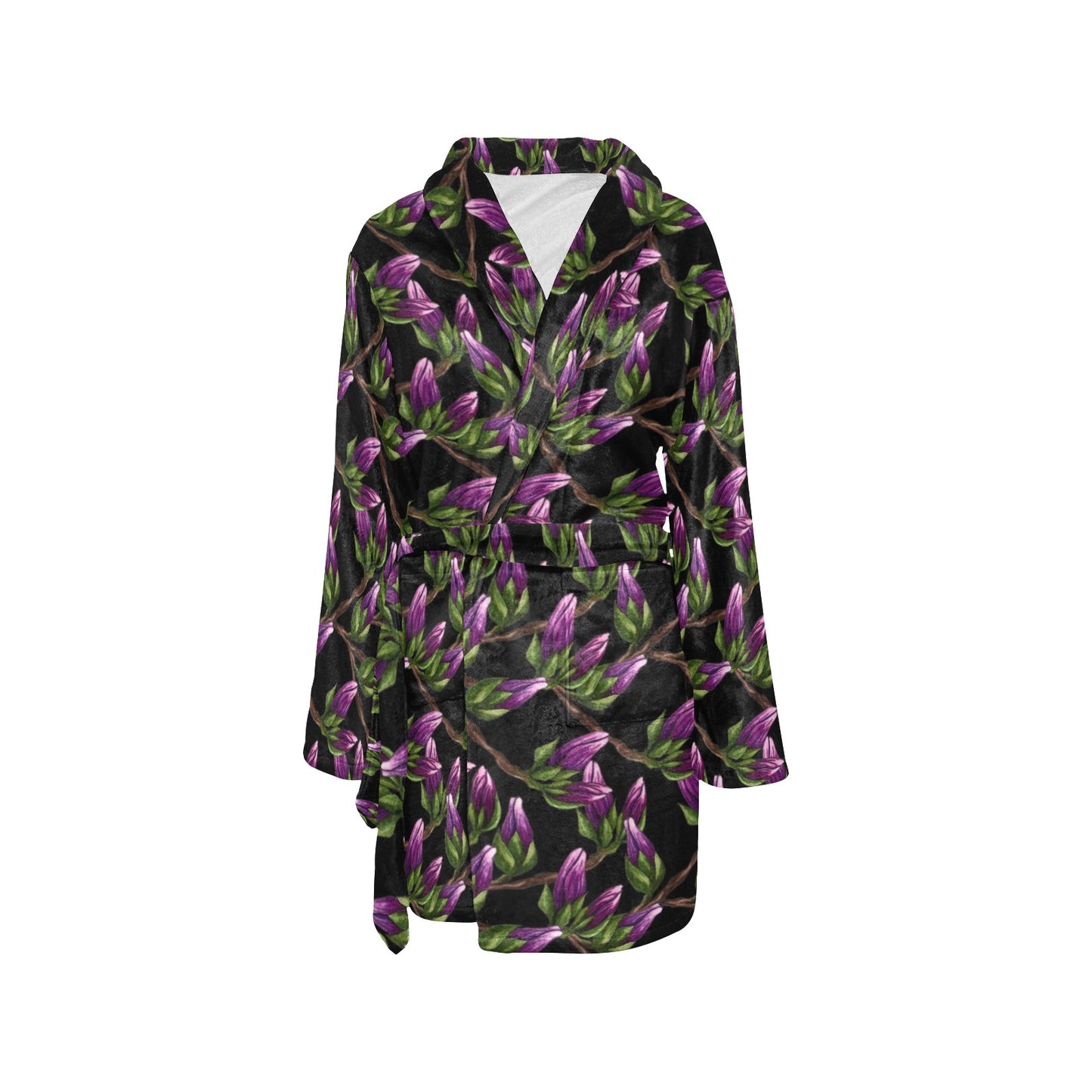 Magnolia Pattern Print Design MAG010 Women's Fleece Robe