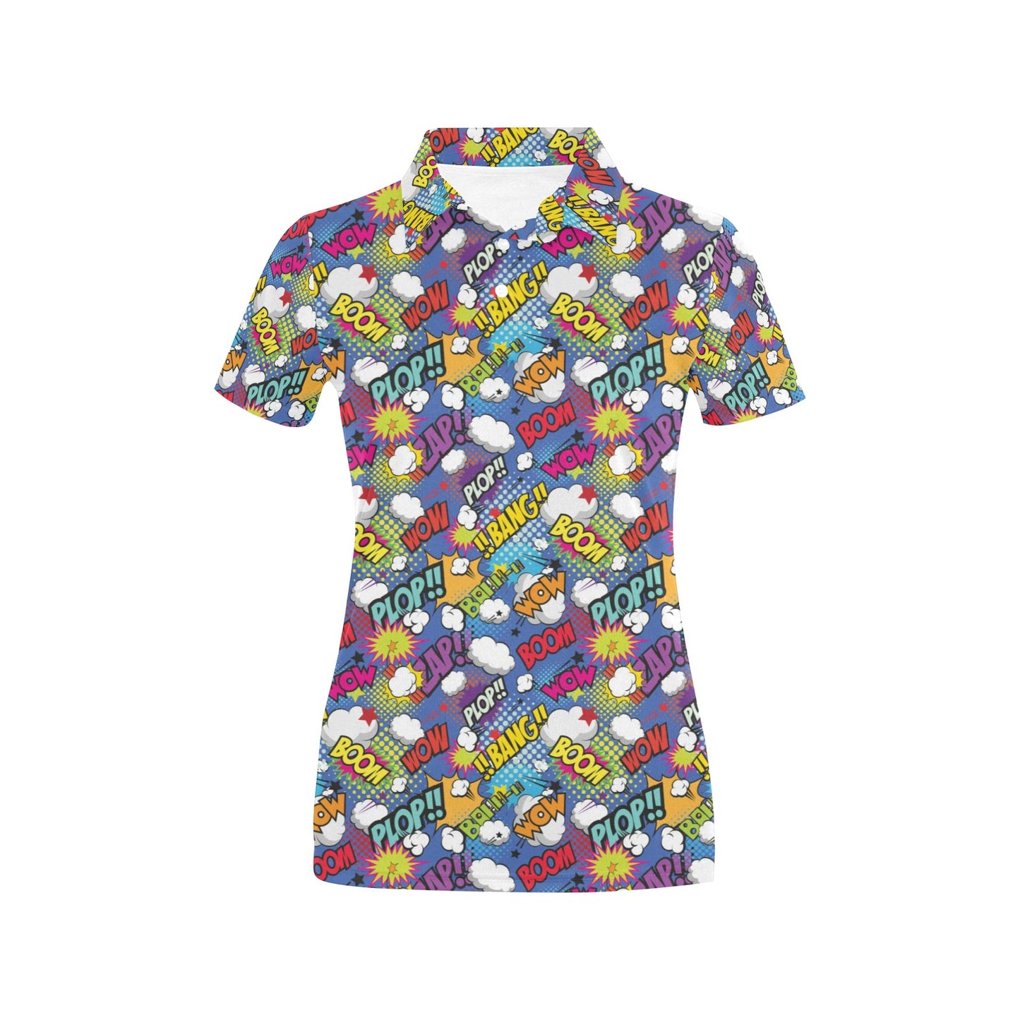 Comic Book Pattern Print Design 02 Women's Polo Shirt