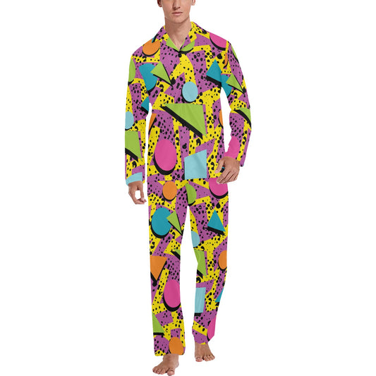 80s Pattern Print Design 1 Men's Long Pajama Set