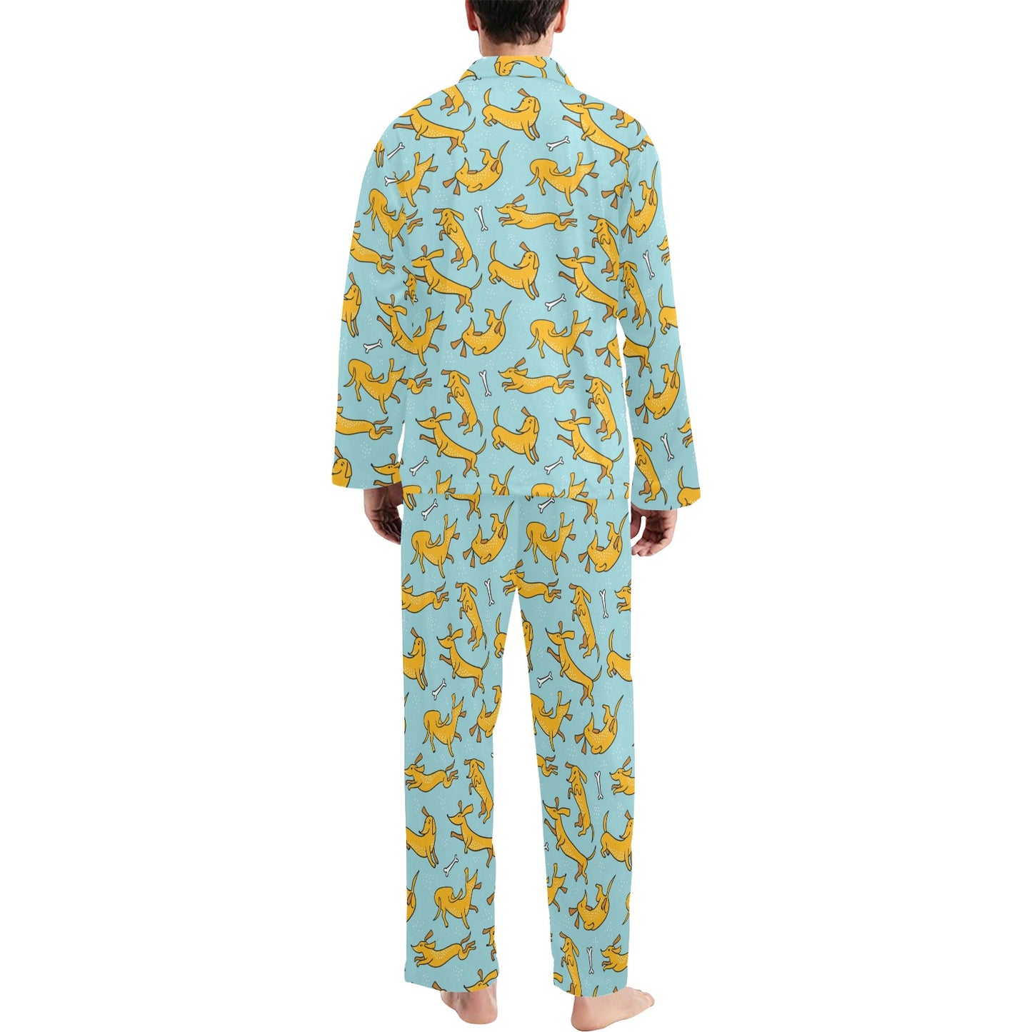 Dachshund Pattern Print Design 08 Men's Long Pajama Set