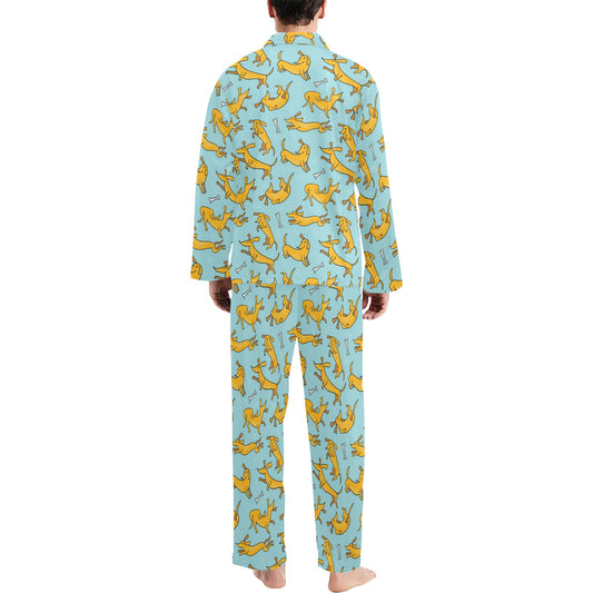 Dachshund Pattern Print Design 08 Men's Long Pajama Set