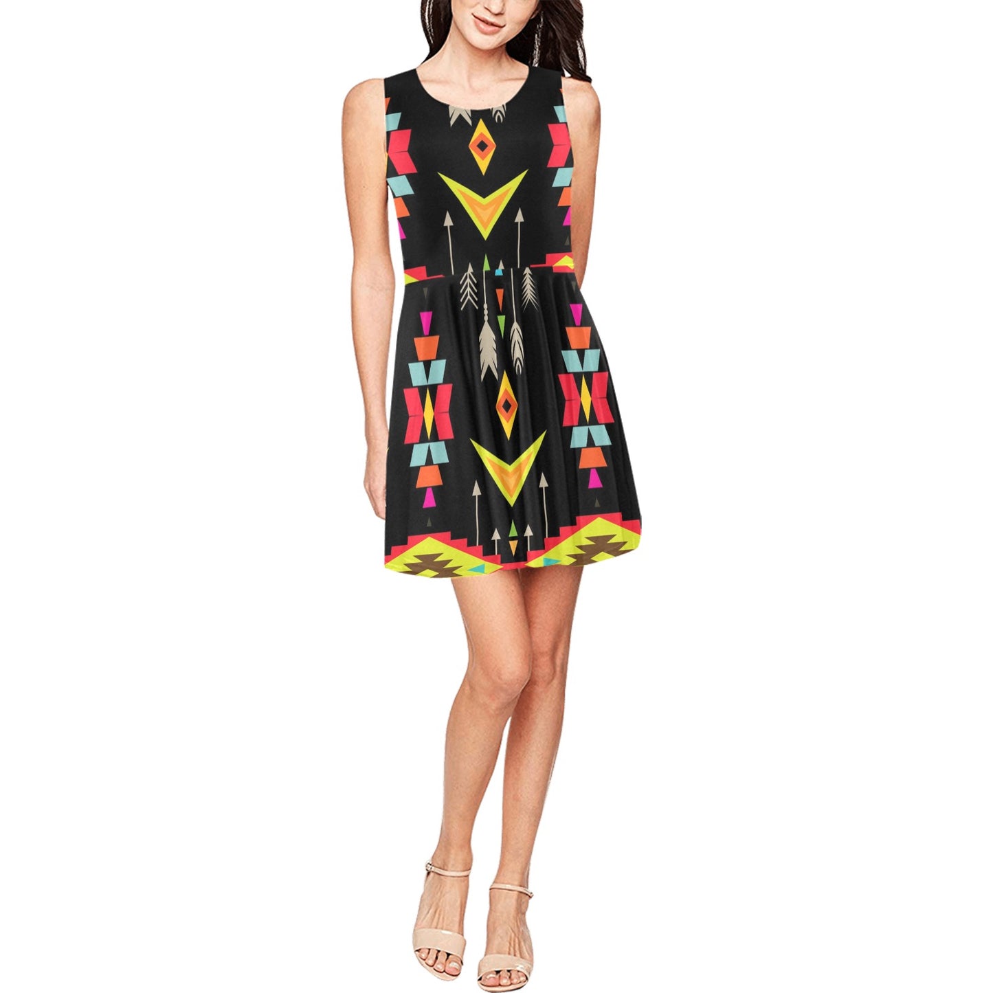 Native Pattern Print Design A05 Sleeveless Dress