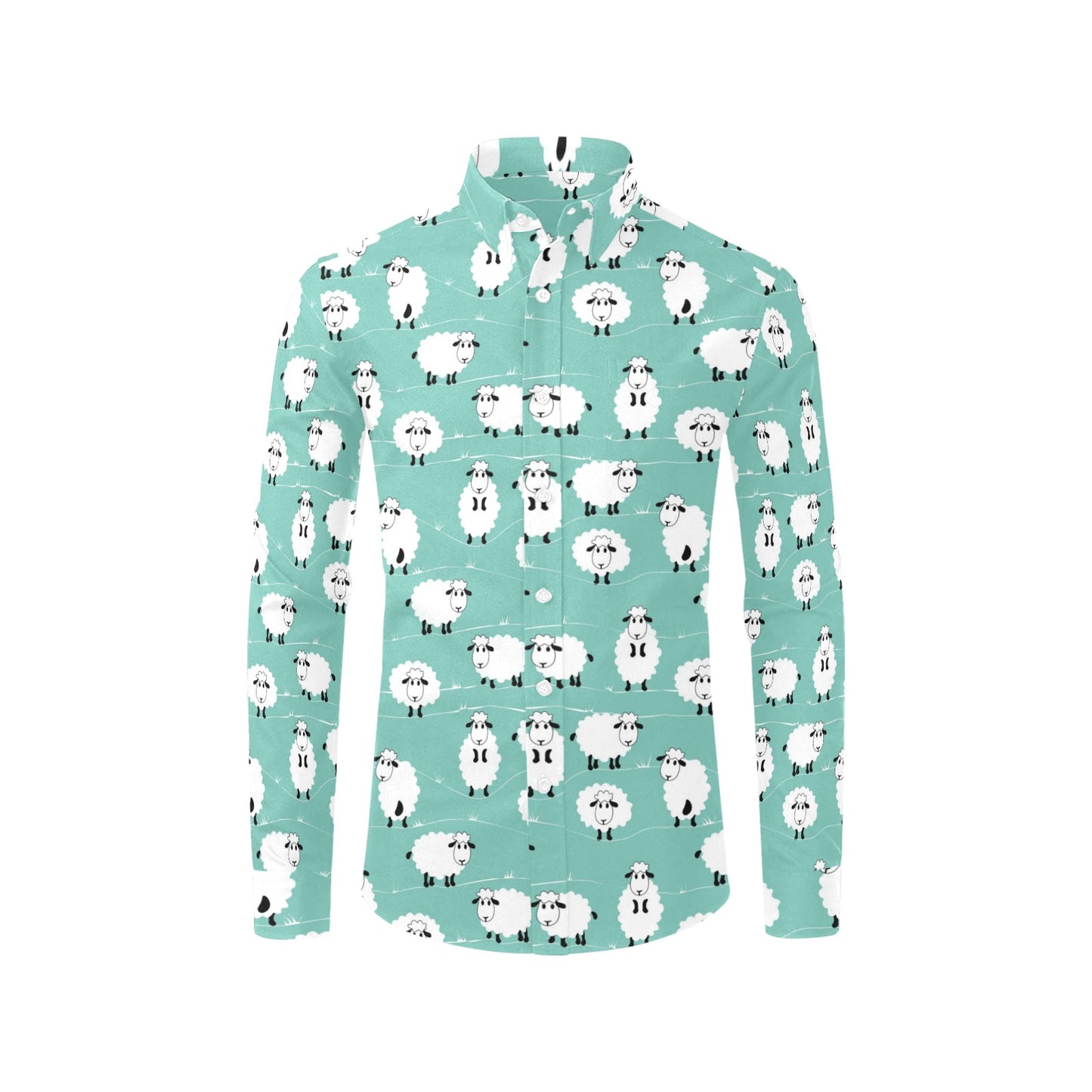 Sheep Print Design LKS404 Men's Long Sleeve Dress Shirt