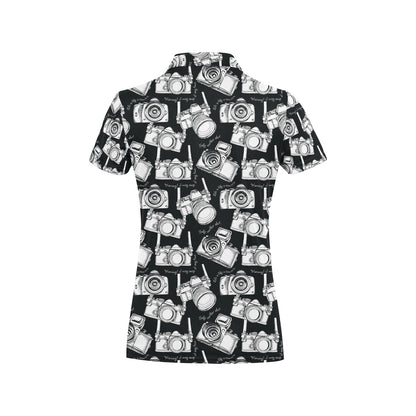 Camera Pattern Print Design 01 Women's Polo Shirt