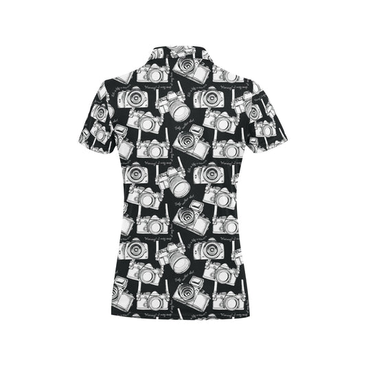 Camera Pattern Print Design 01 Women's Polo Shirt