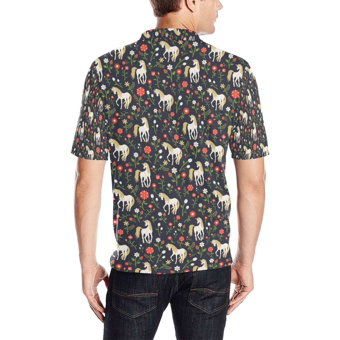 Unicorn Print Design LKS301 Men Polo Shirt