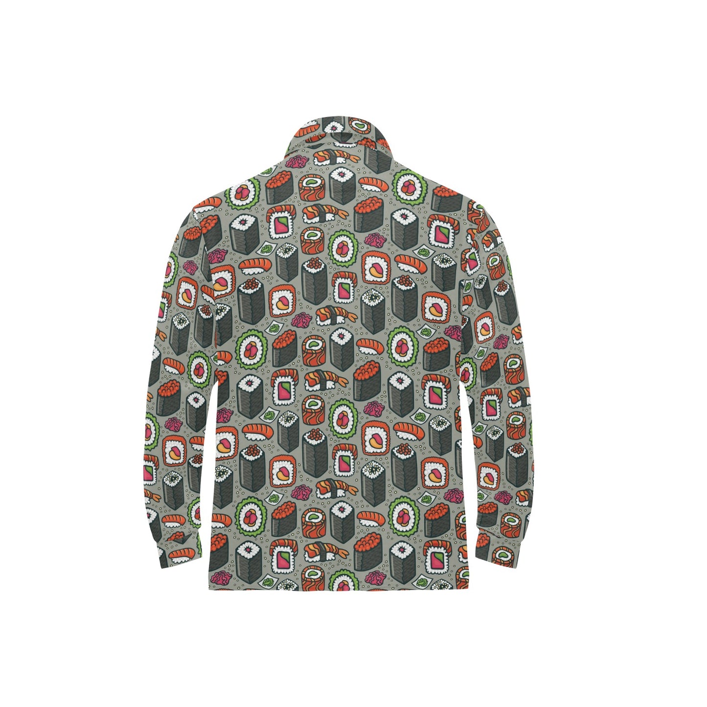 Sushi Print Design LKS301 Long Sleeve Polo Shirt For Men's
