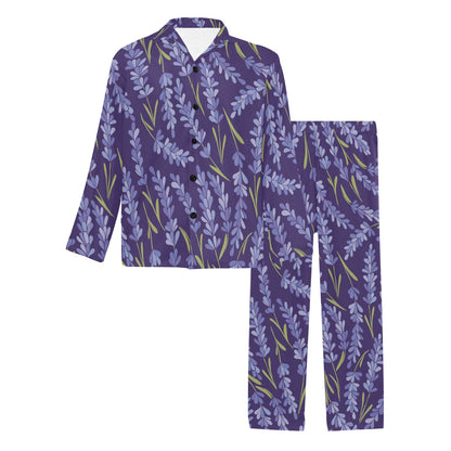 Lavender Pattern Print Design 03 Men's Long Pajama Set