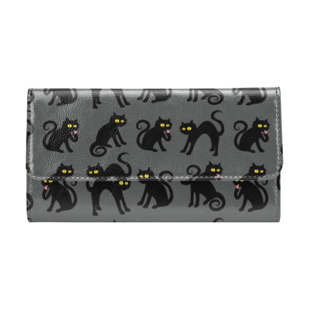 Black Cat Cute Print Pattern Women's Trifold Wallet
