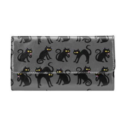 Black Cat Cute Print Pattern Women's Trifold Wallet
