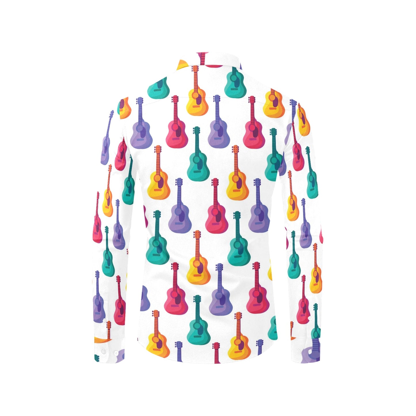 Acoustic Guitar Print Design LKS406 Men's Long Sleeve Dress Shirt
