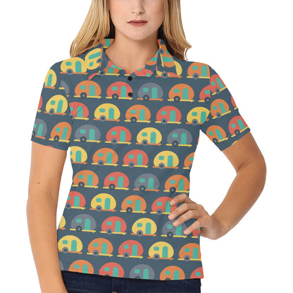 Camper Pattern Print Design 02 Women's Polo Shirt