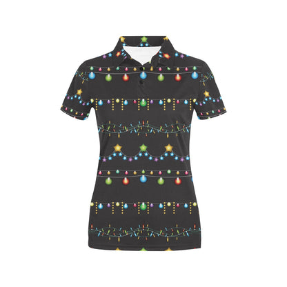 Christmas Light Pattern Print Design 01 Women's Polo Shirt