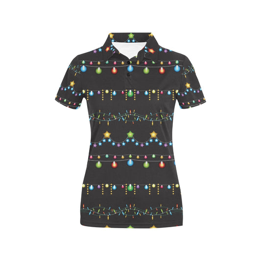Christmas Light Pattern Print Design 01 Women's Polo Shirt