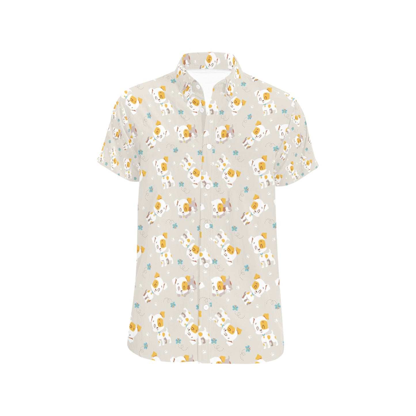 Russell Terriers Print Design LKS306 Men Short Sleeve Button Up Shirt