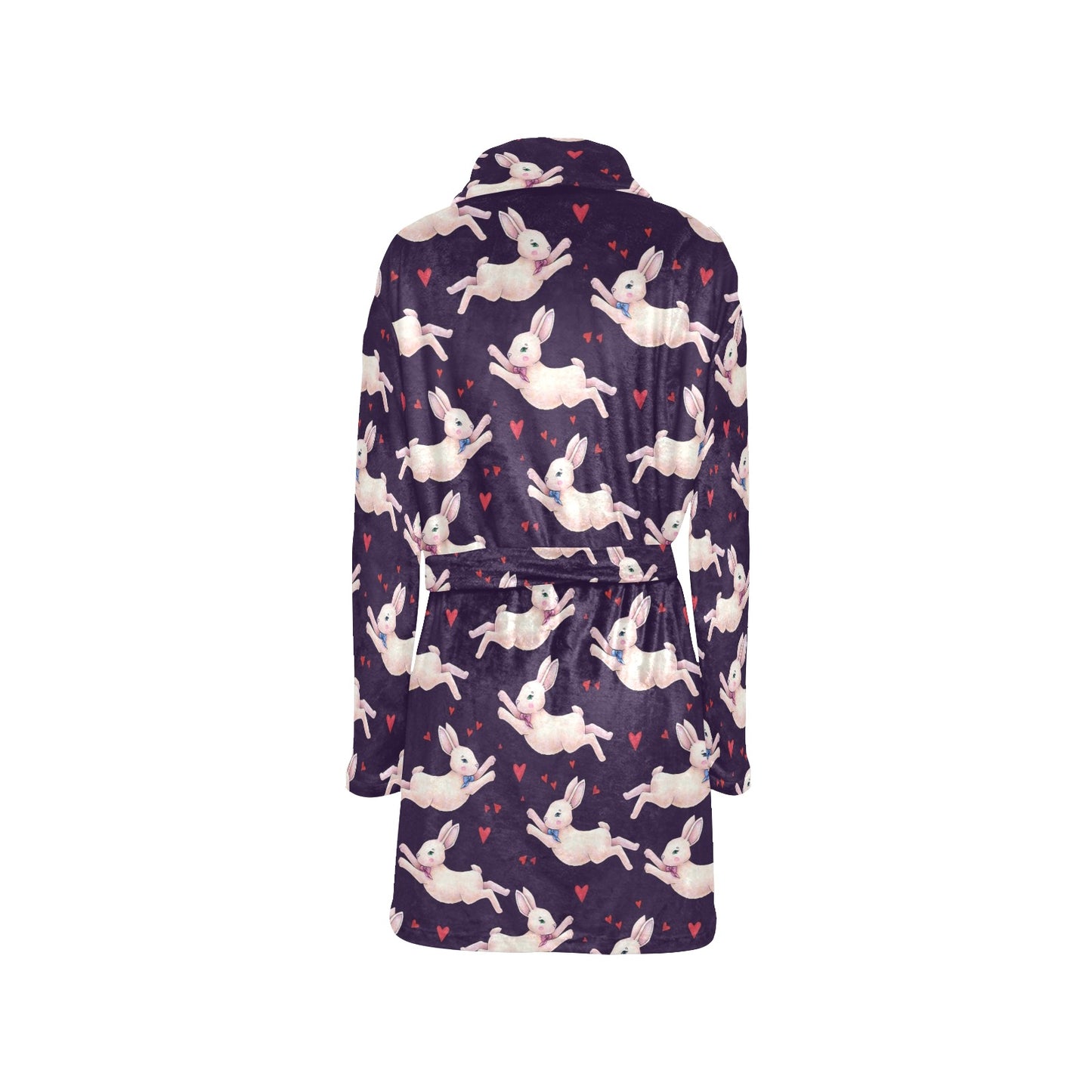 Rabbit Pattern Print Design RB016 Women's Fleece Robe