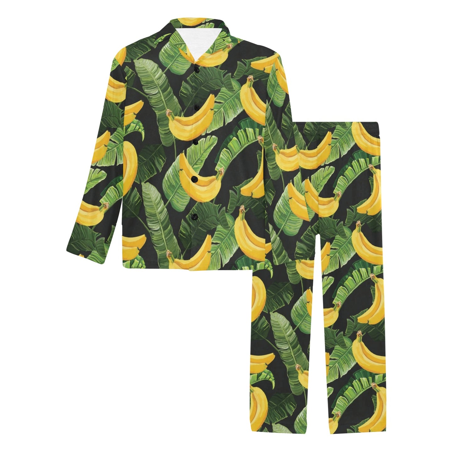 Banana Pattern Print Design BA01 Men's Long Pajama Set