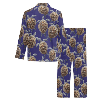 Sea Turtle Pattern Print Design T05 Men's Long Pajama Set